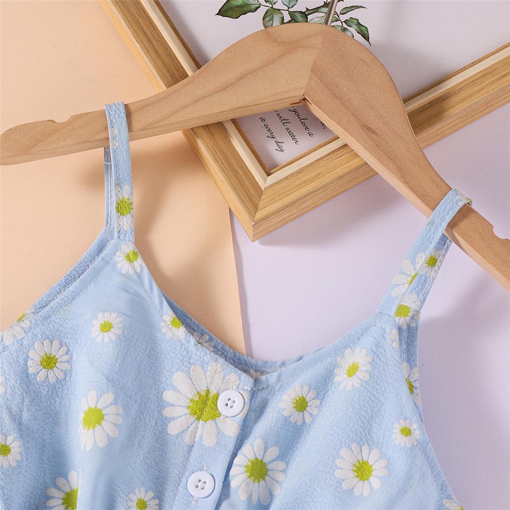 Girls Button Floral Printed Suspender Jumpsuit Toddler Girls Wholesale