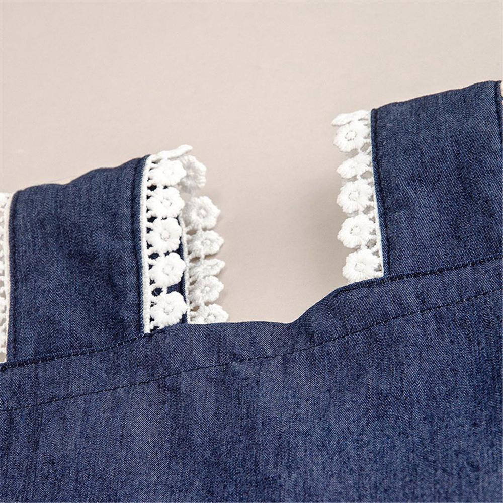 Girls Button Lace Suspender Denim Skirt kids clothes wholesale