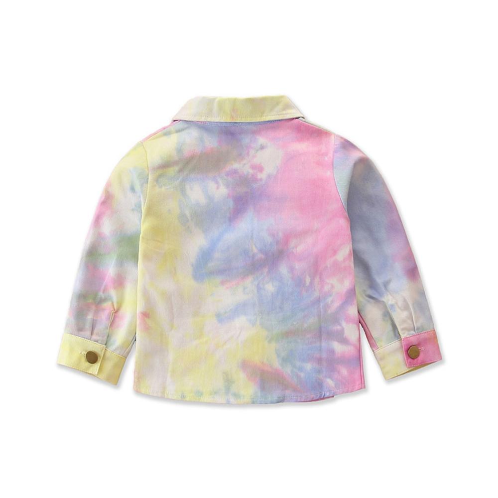 Toddler Girl Button Lapel Tie Dye Denim Jacket Girls Clothes Wholesale