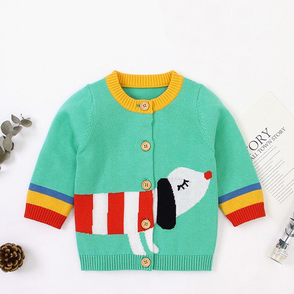 Boys Button Long Sleeve Cute Puppy Sweaters