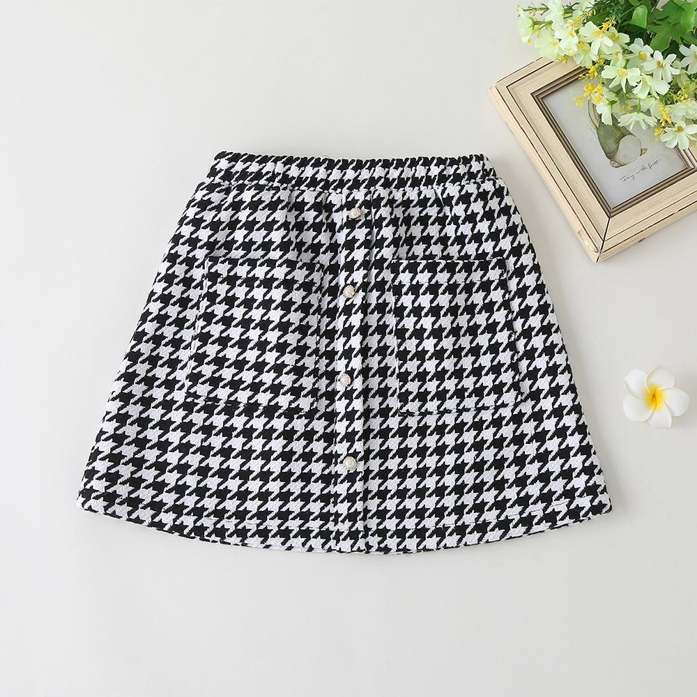 Girls Button Paid Pocket Skirt Trendy Kids Wholesale Clothing