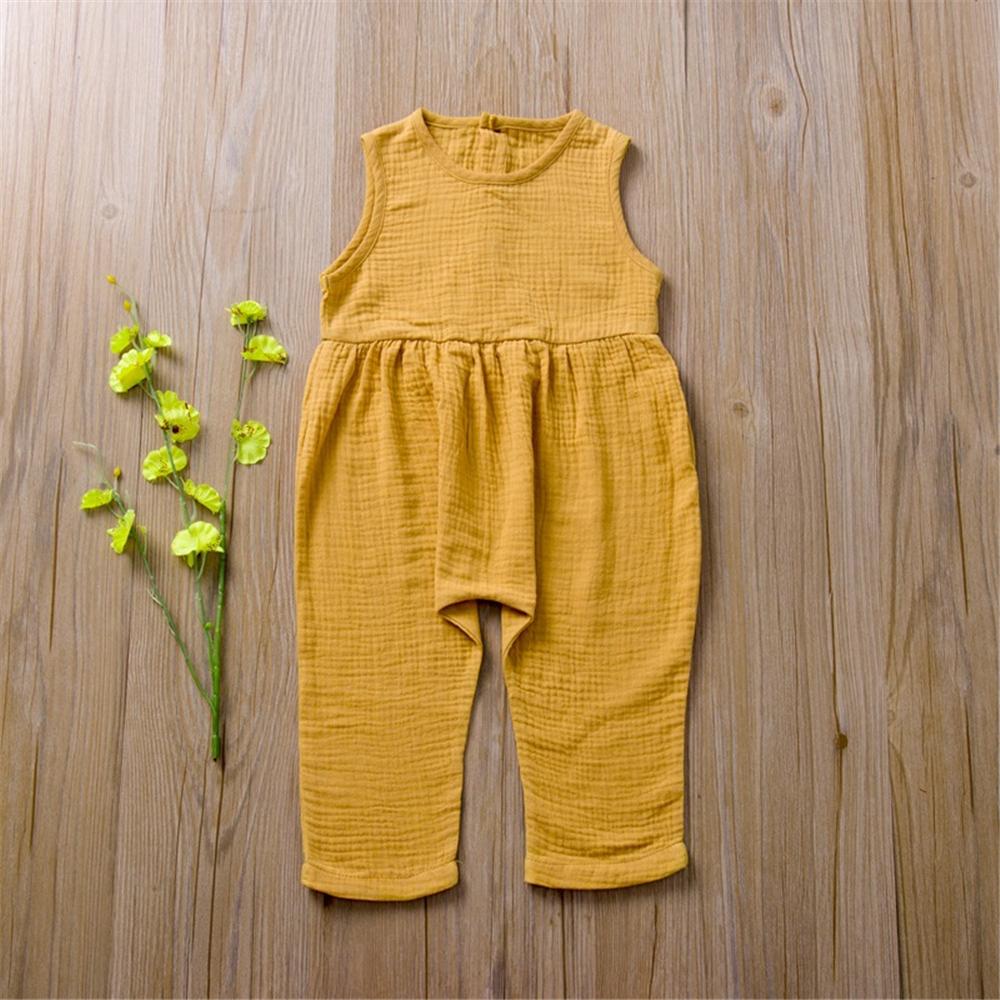 Unisex Button Sleeveless Solid Color Jumpsuit wholesale childrens clothing