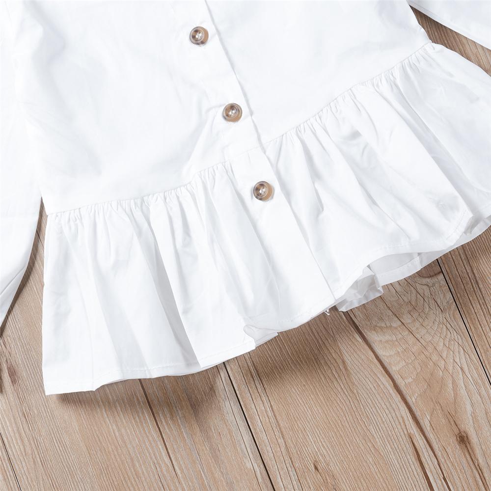 Girls Button Solid Color Long Sleeve Blouse Girls Clothes Wholesale