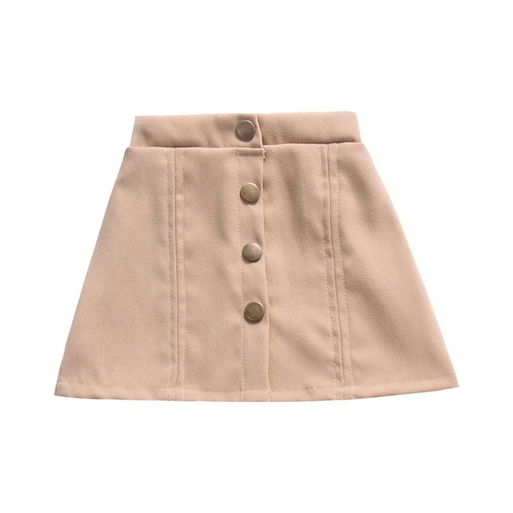 Girls Button Solid Color Vintage Skirt Wholesale Childrens Clothing In Bulk