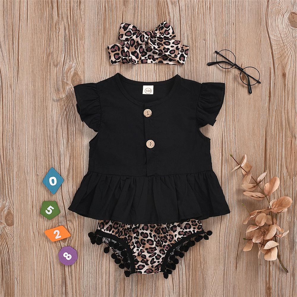 Girls Button Solid Short Sleeve Top & Shorts & Headband wholesale children's boutique clothing suppliers