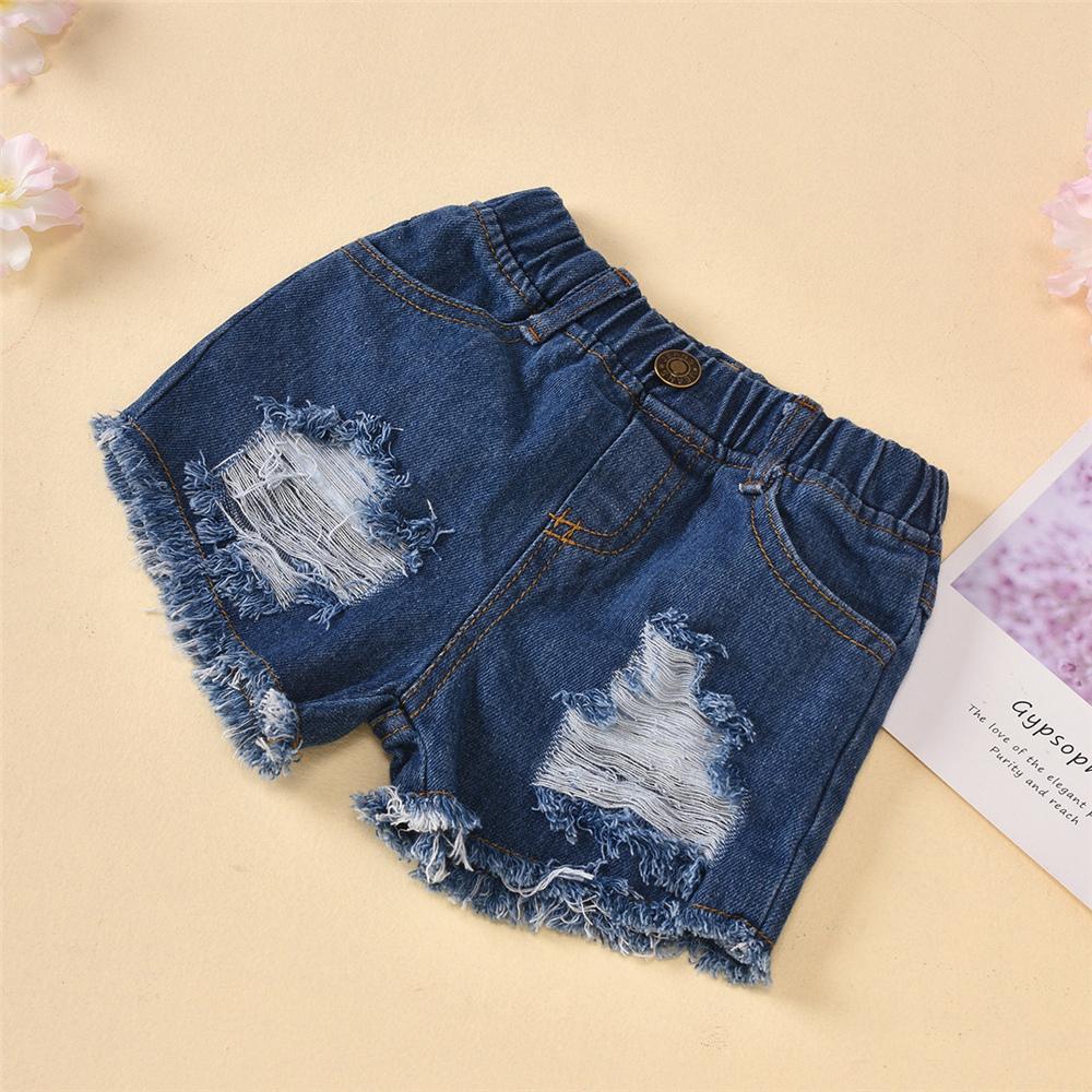 Girls Button Stylish Sling Top & Denim Ripped Shorts wholesale girls clothes