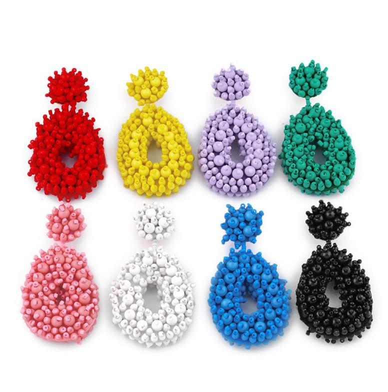 MOQ 3Pairs Hand-woven bohemian rice bead earrings Wholesale