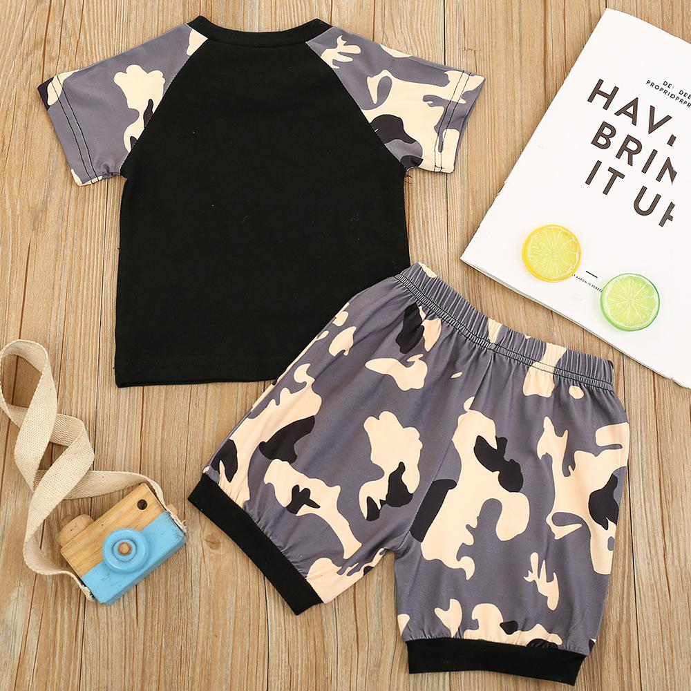 Boys Camo Short Sleeve Daddys Boy Top & Shorts Cheap Baby Clothes Online Wholesale