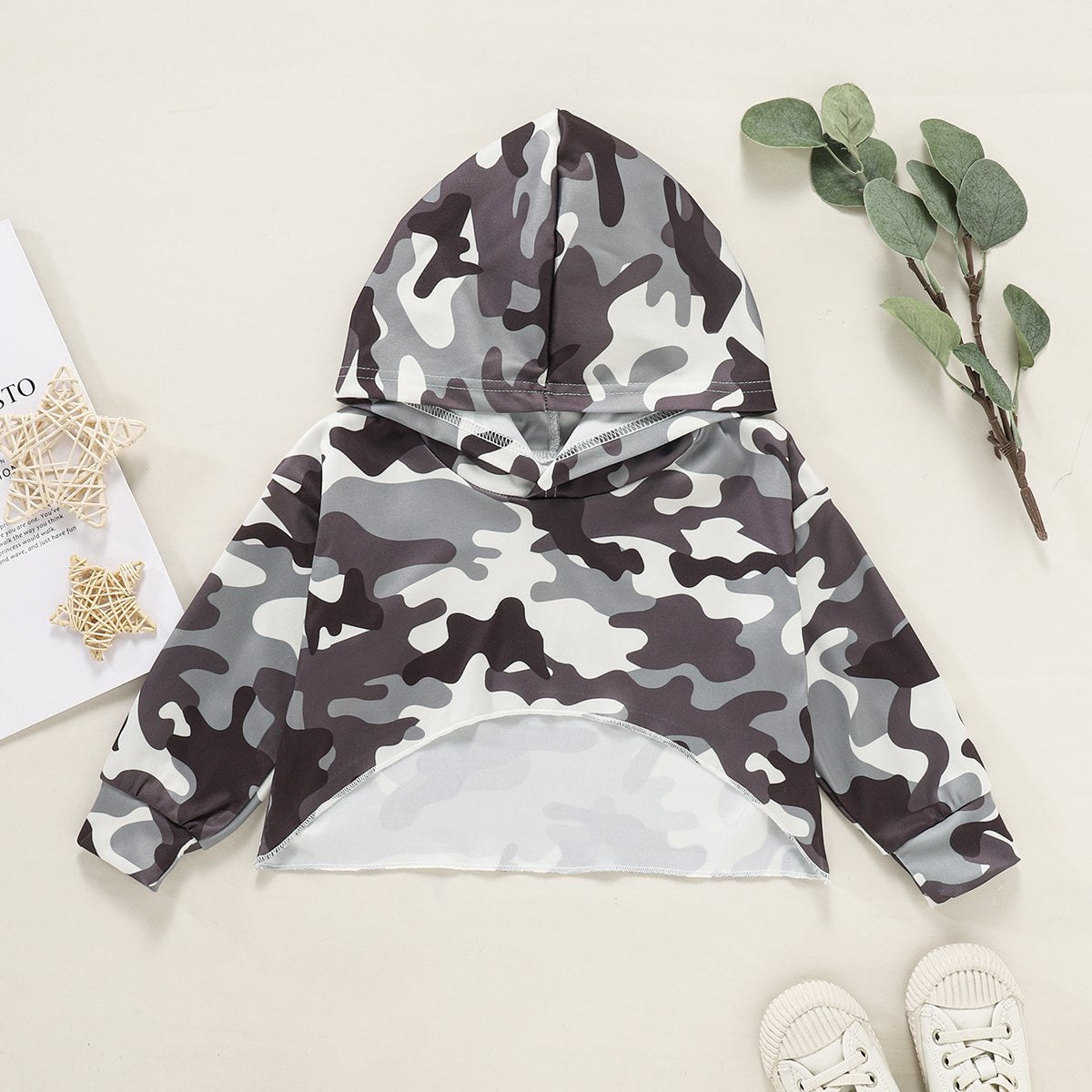 Girls Camouflage Hooded Long Sleeve Top wholesale kids clothes