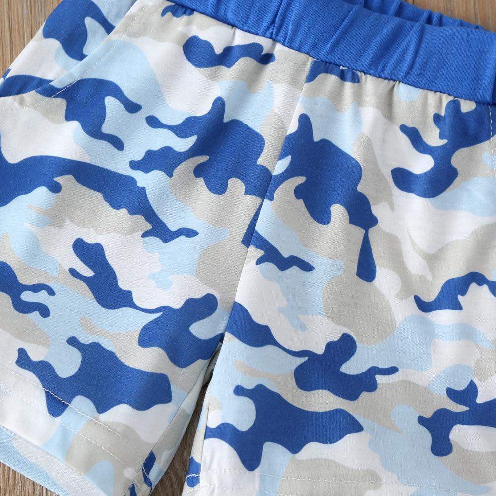 Boys Camouflage Printed Short Sleeve T-shirt & Shorts Wholesale Boys Suits