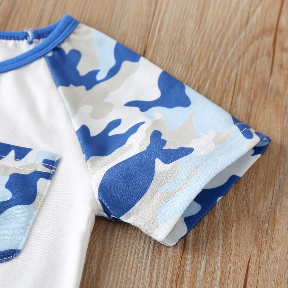Boys Camouflage Printed Short Sleeve T-shirt & Shorts Wholesale Boys Suits