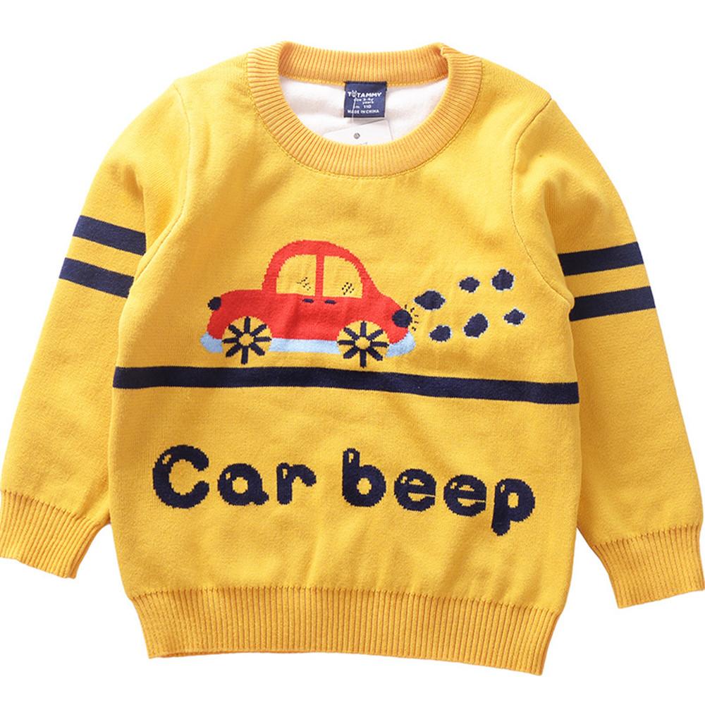 Boys Car Beep Long Sleeve Crew Neck Sweaters