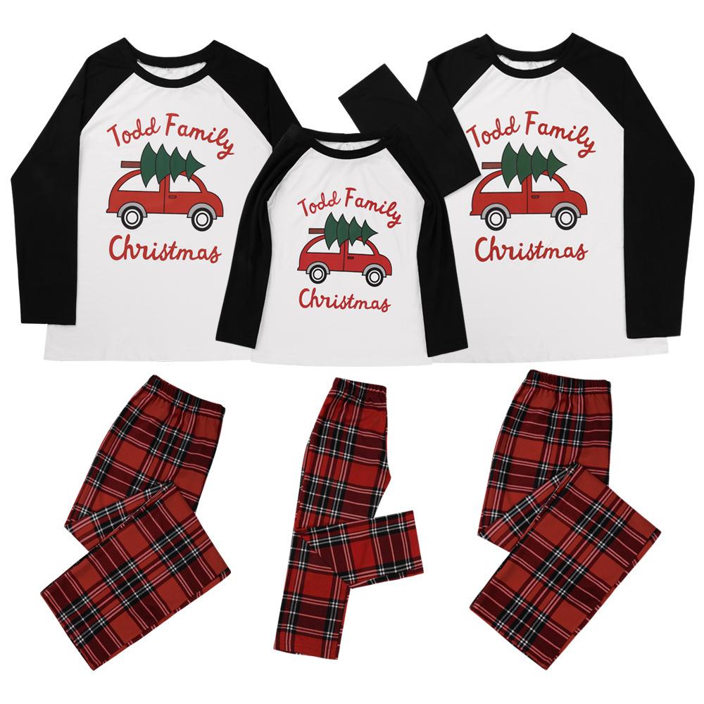 Parent-Child Car Letter Printed Top & Pants Mommy And Me Wholesale Clothing