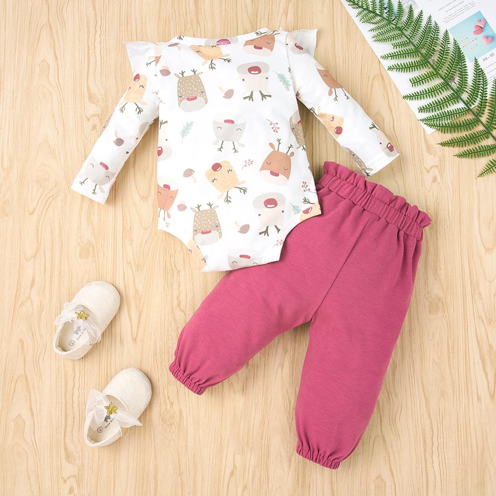 Baby Girls Cartoon Animal Printed Long Sleeve Romper & Pants Wholesale Baby Clothes