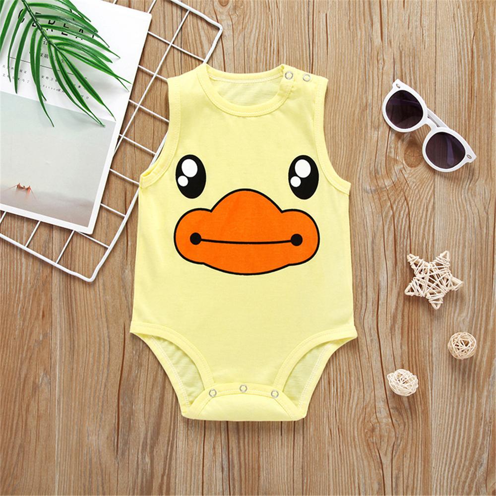 Baby Cartoon Animal Printed Sleeveless Romper Cheap Baby Clothes In Bulk