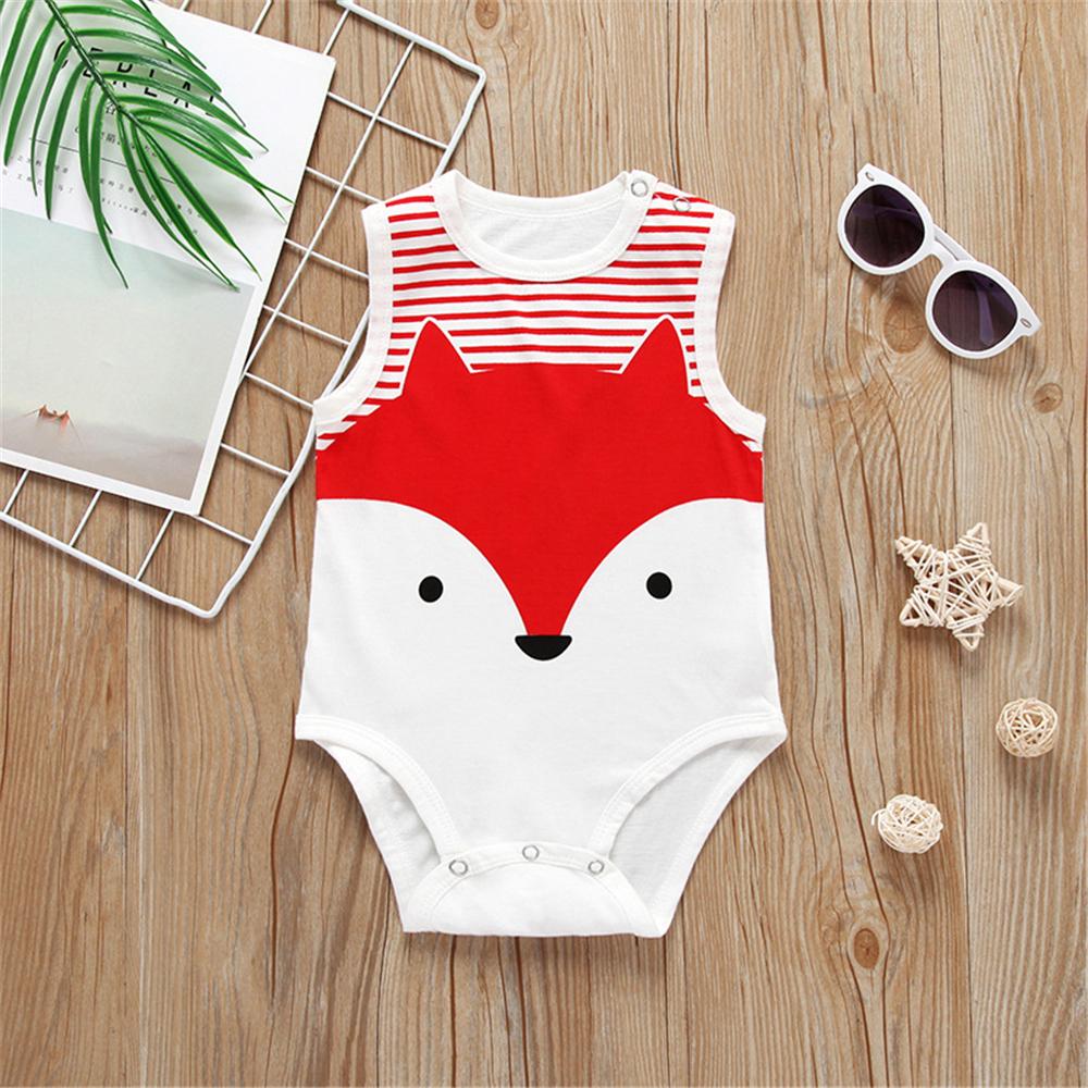 Baby Cartoon Animal Printed Sleeveless Romper Cheap Baby Clothes In Bulk