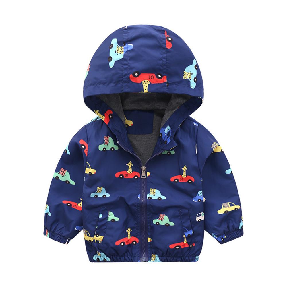 Boys Cartoon Car Printed Hooded Jacket Wholesale Maternity Wear