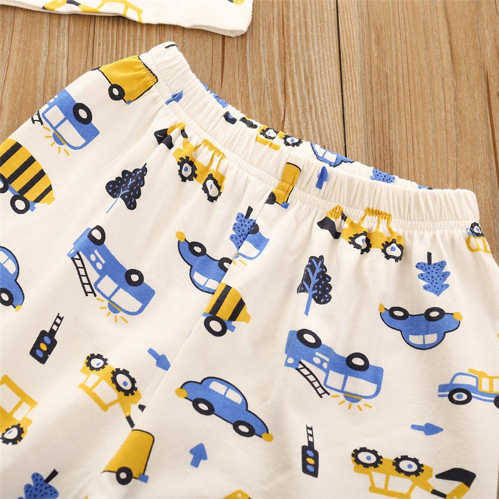 Boys Cartoon Car Printed Short Sleeve Top & Pants Pajamas Suit wholesale boys clothing