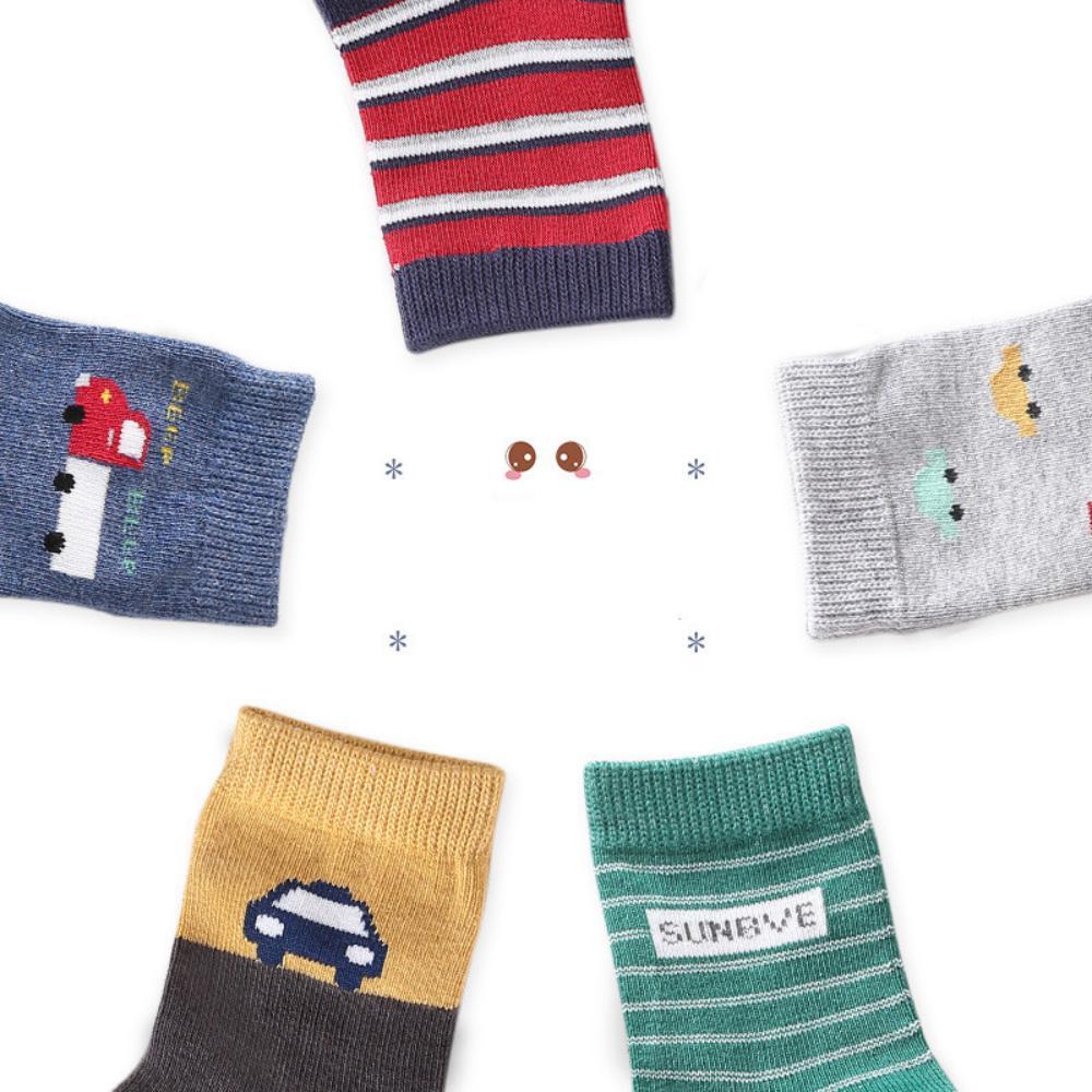 Cartoon Car Socks For Boys Gift Boxes With 5 Pairs Of Socks Wholesale Kids Accessories