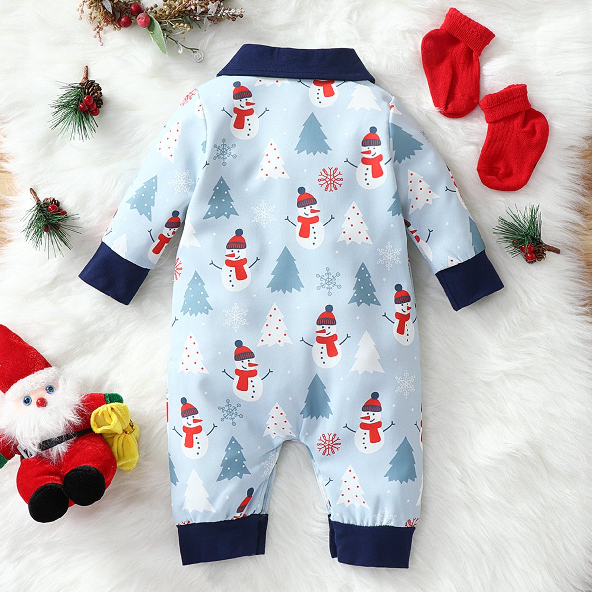 Baby Boys Cartoon Christmas Long Sleeve Romper baby wholesale clothing