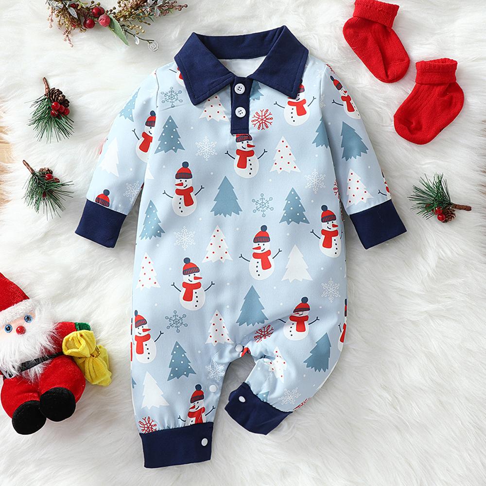 Baby Boys Cartoon Christmas Long Sleeve Romper baby wholesale clothing