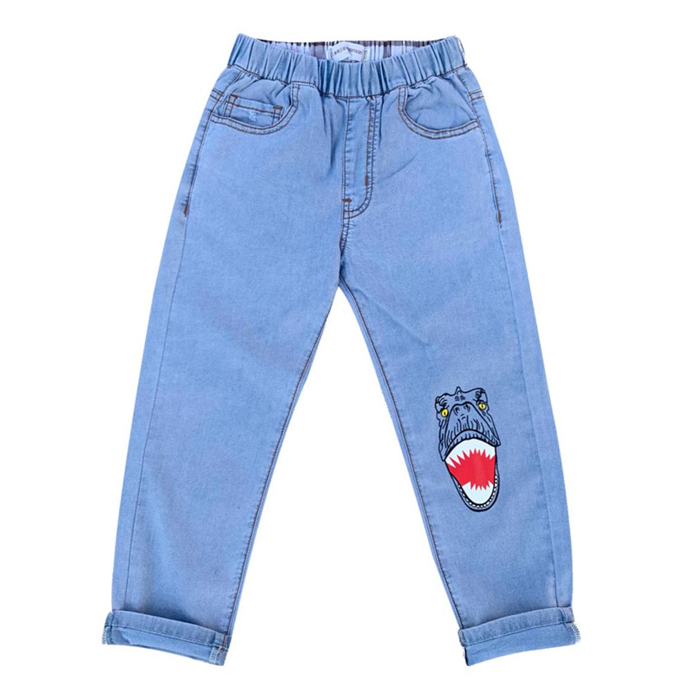 Boys Cartoon Dinosaur Printed Pocket Jeans wholesale childrens clothing distributors