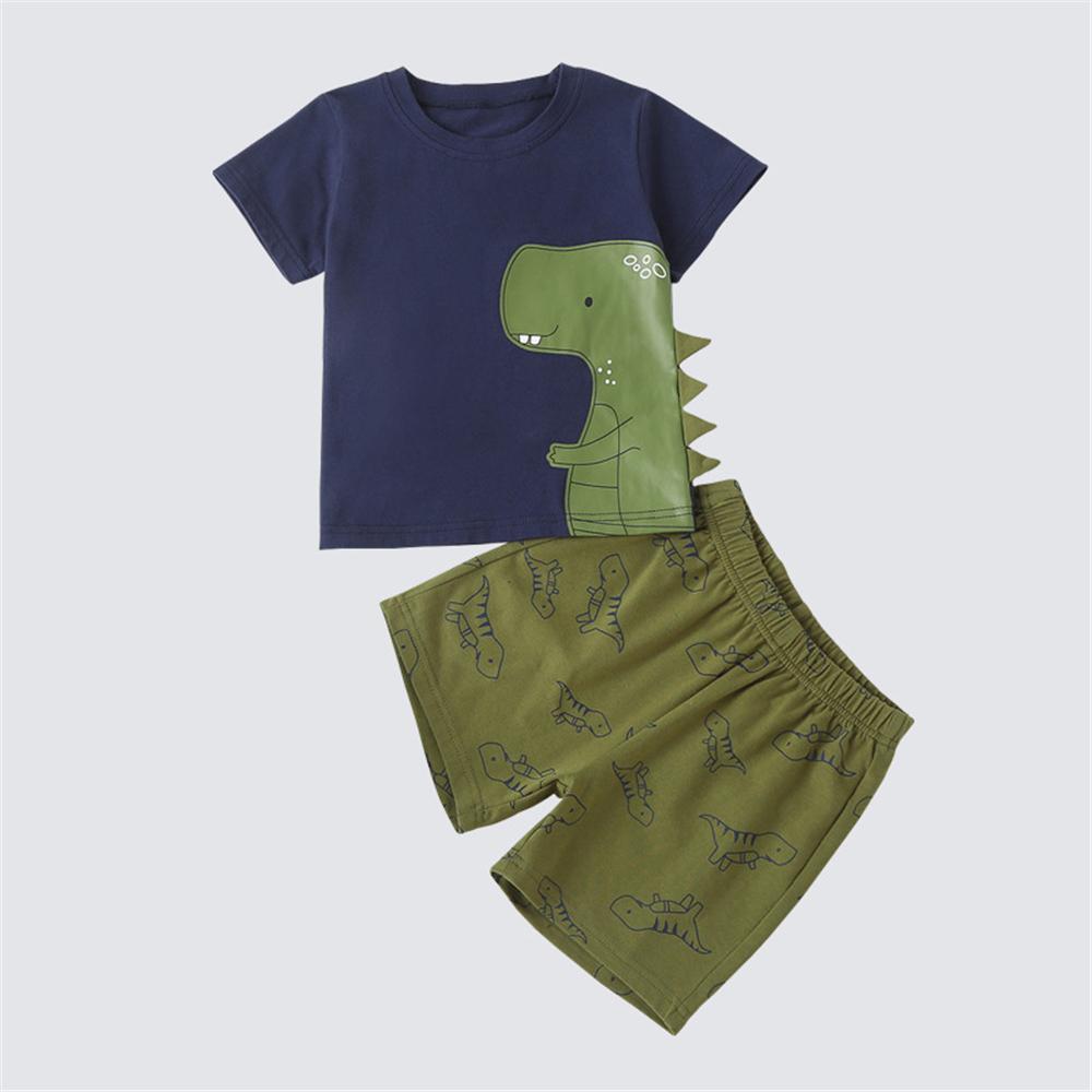 Boys Cartoon Dinosaur Printed Top & Shorts kids clothing wholesale