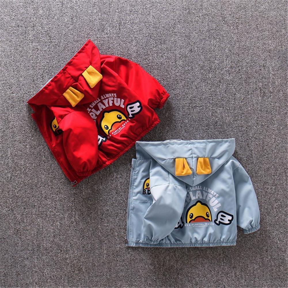 Boys Cartoon Duck Letter Printed Hooded Jacket Wholesale Boys Clothing Suppliers