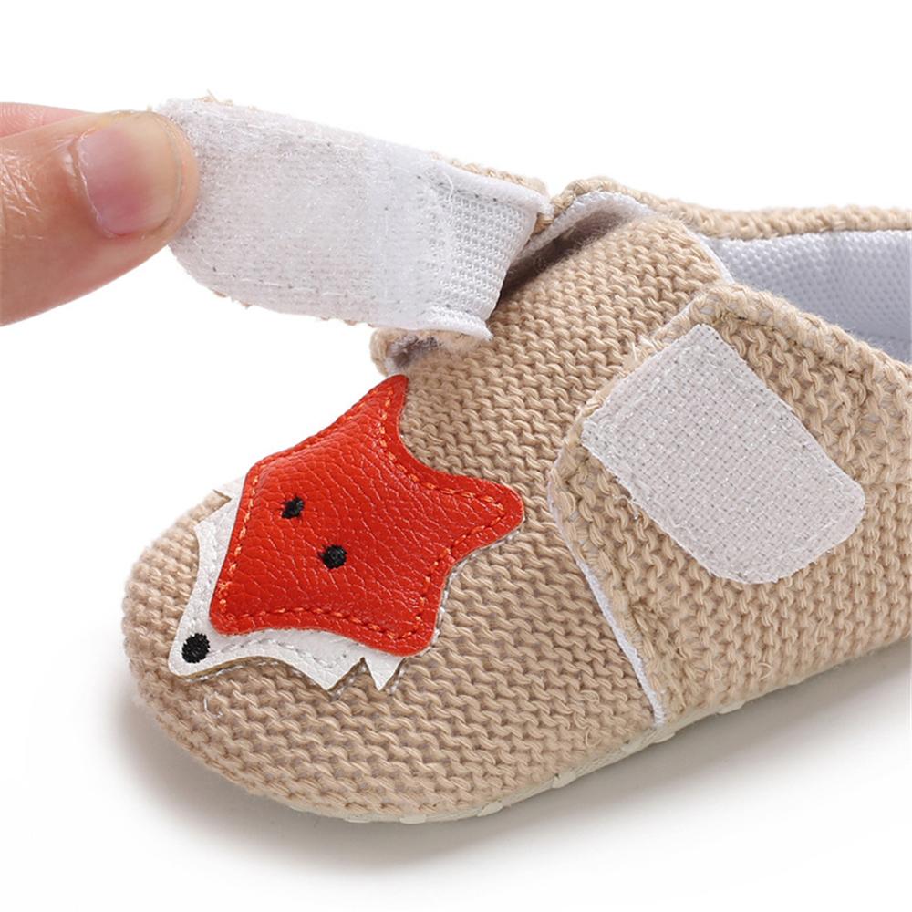 Baby Unisex Cartoon Fox Magic Tape Flats Cheap Kid Shoes Wholesale