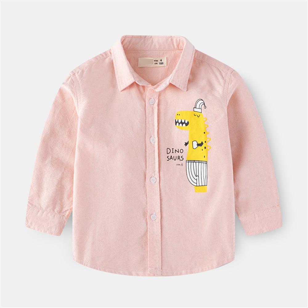 Boys Cartoon Letter Printed Lapel Solid Shirts Wholesale