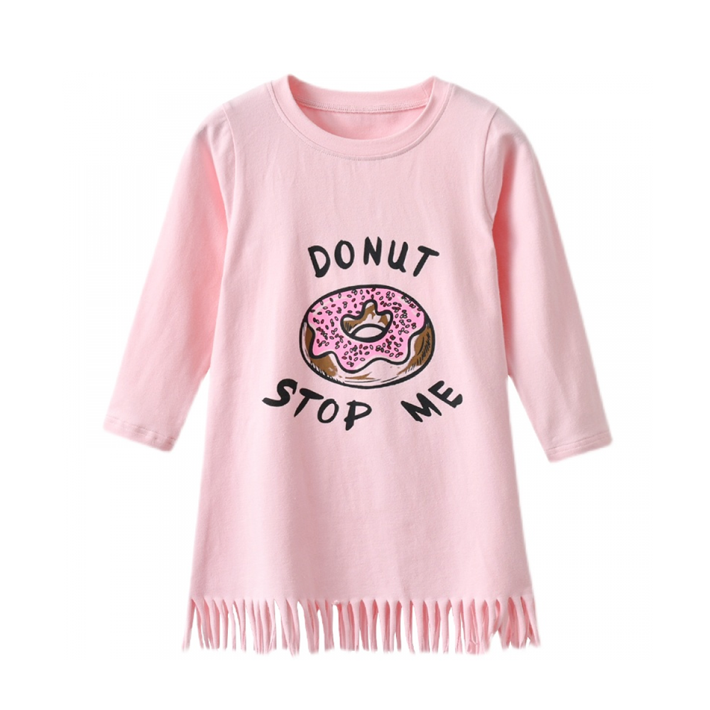 Girls Cartoon Letter Printed Long Sleeve Dress wholesale kids boutique clothing