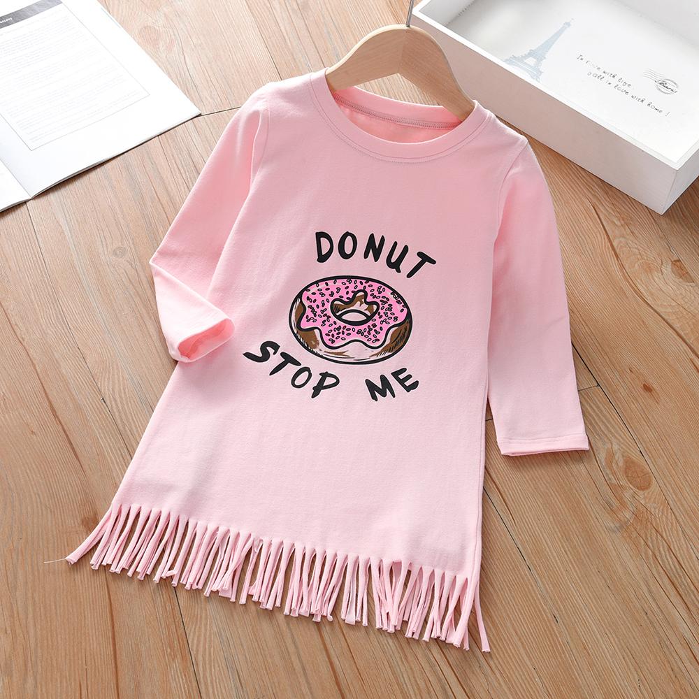 Girls Cartoon Letter Printed Long Sleeve Dress wholesale kids boutique clothing