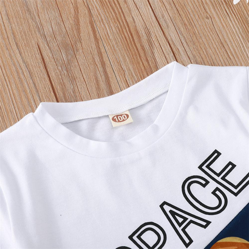 Boys Cartoon Letter Printed Short Sleeve Top & Shorts wholesale boys clothing