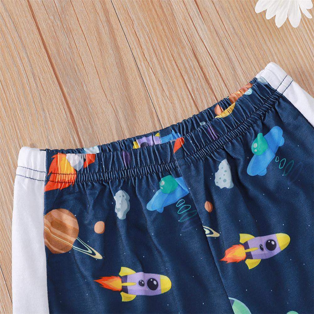 Boys Cartoon Letter Printed Short Sleeve Top & Shorts wholesale boys clothing