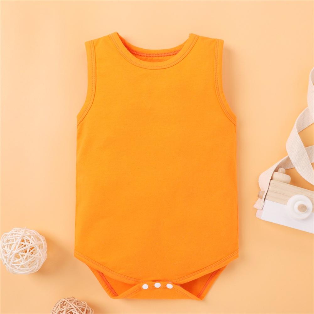 Baby Unisex Cartoon Letter Printed Sleeveless Romper Cheap Boutique Baby Clothing
