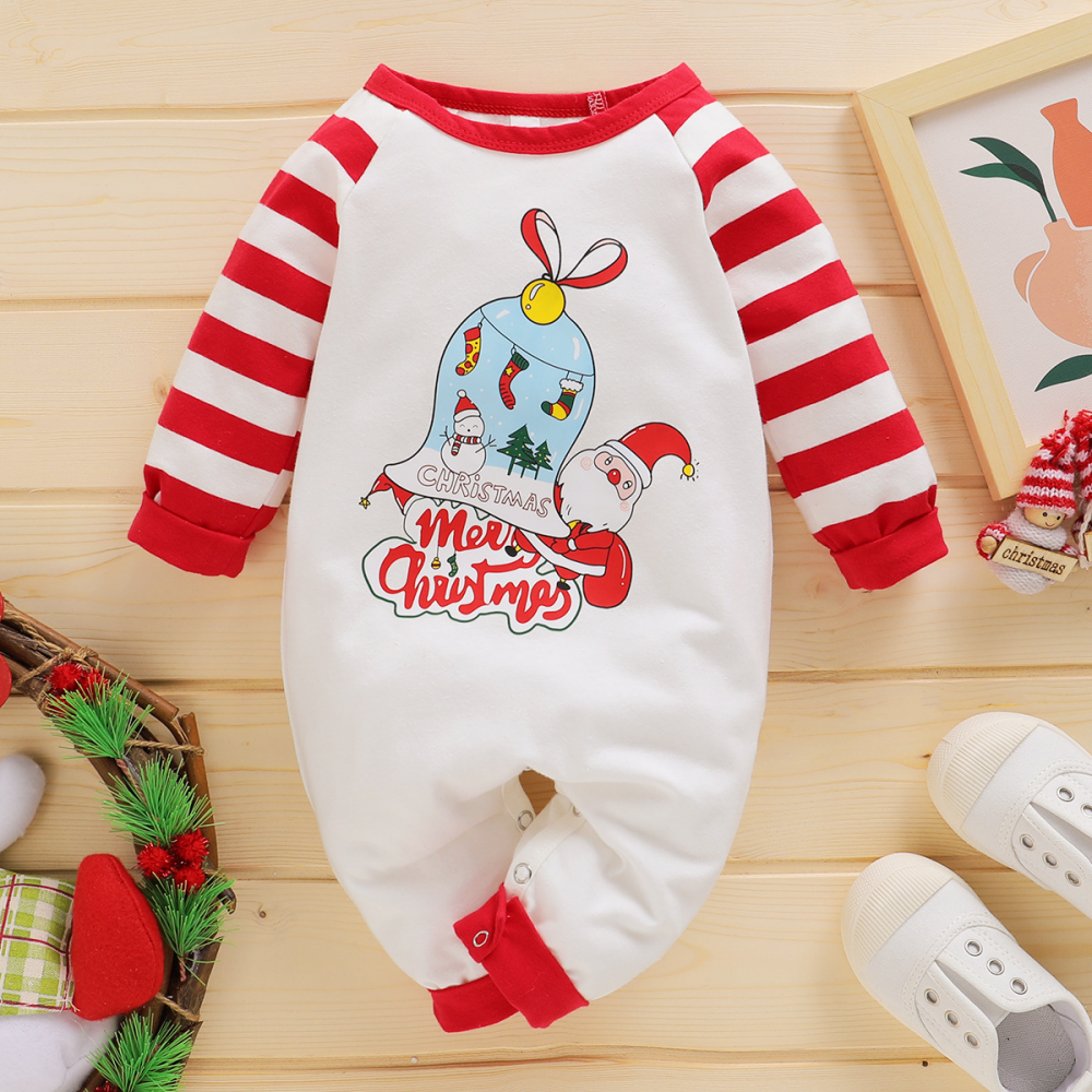 Baby Cartoon Letter Printed Striped Romper baby wholesale clothing