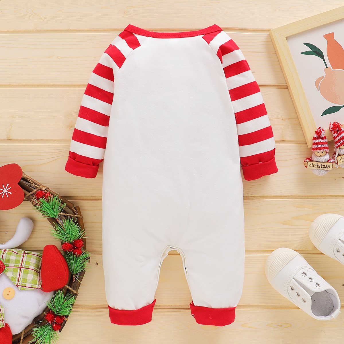 Baby Cartoon Letter Printed Striped Romper baby wholesale clothing