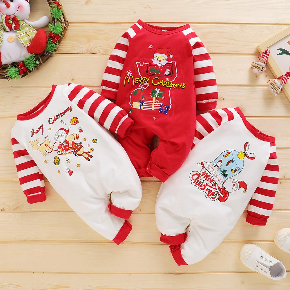 Baby Cartoon Letter Printed Striped Romper baby wholesale clothing