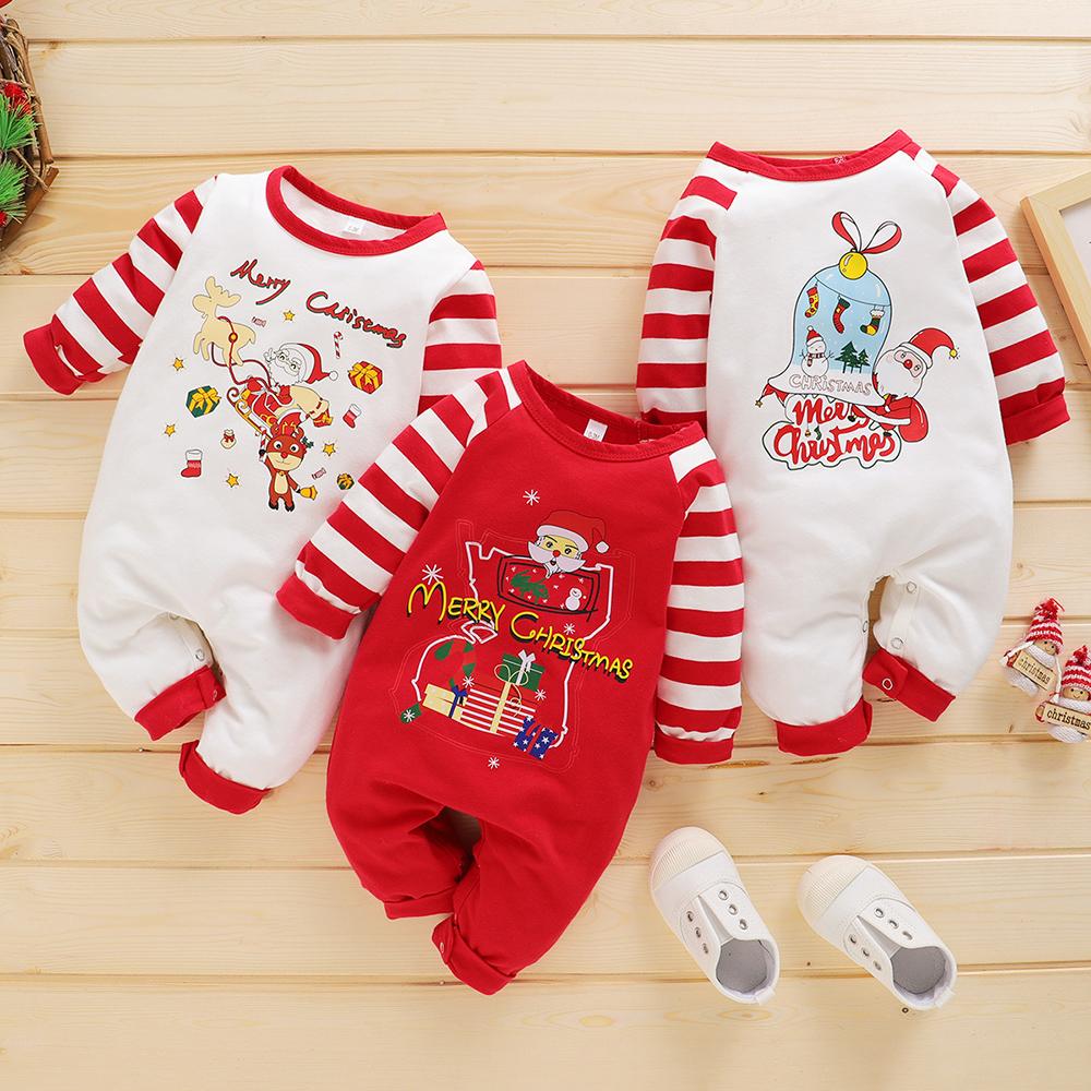 Baby Cartoon Letter Printed Striped Romper baby wholesale clothing