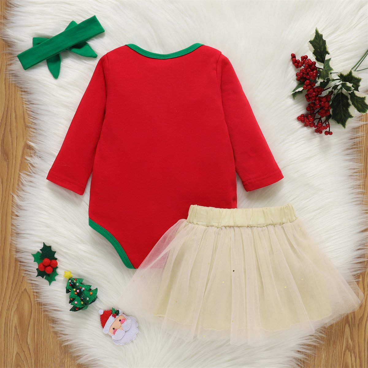 Baby Girls Cartoon Long Sleeve Romper & Skirt & Headband Wholesale Baby Clothes