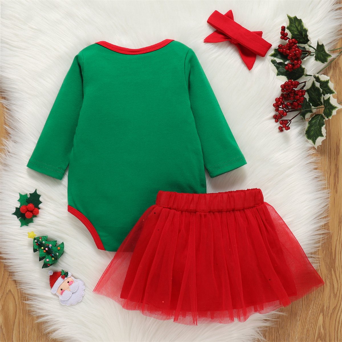 Baby Girls Cartoon Long Sleeve Romper & Skirt & Headband Wholesale Baby Clothes