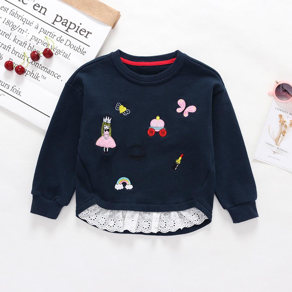 Girls Cartoon Long Sleeve Splicing Top wholesale childrens clothing