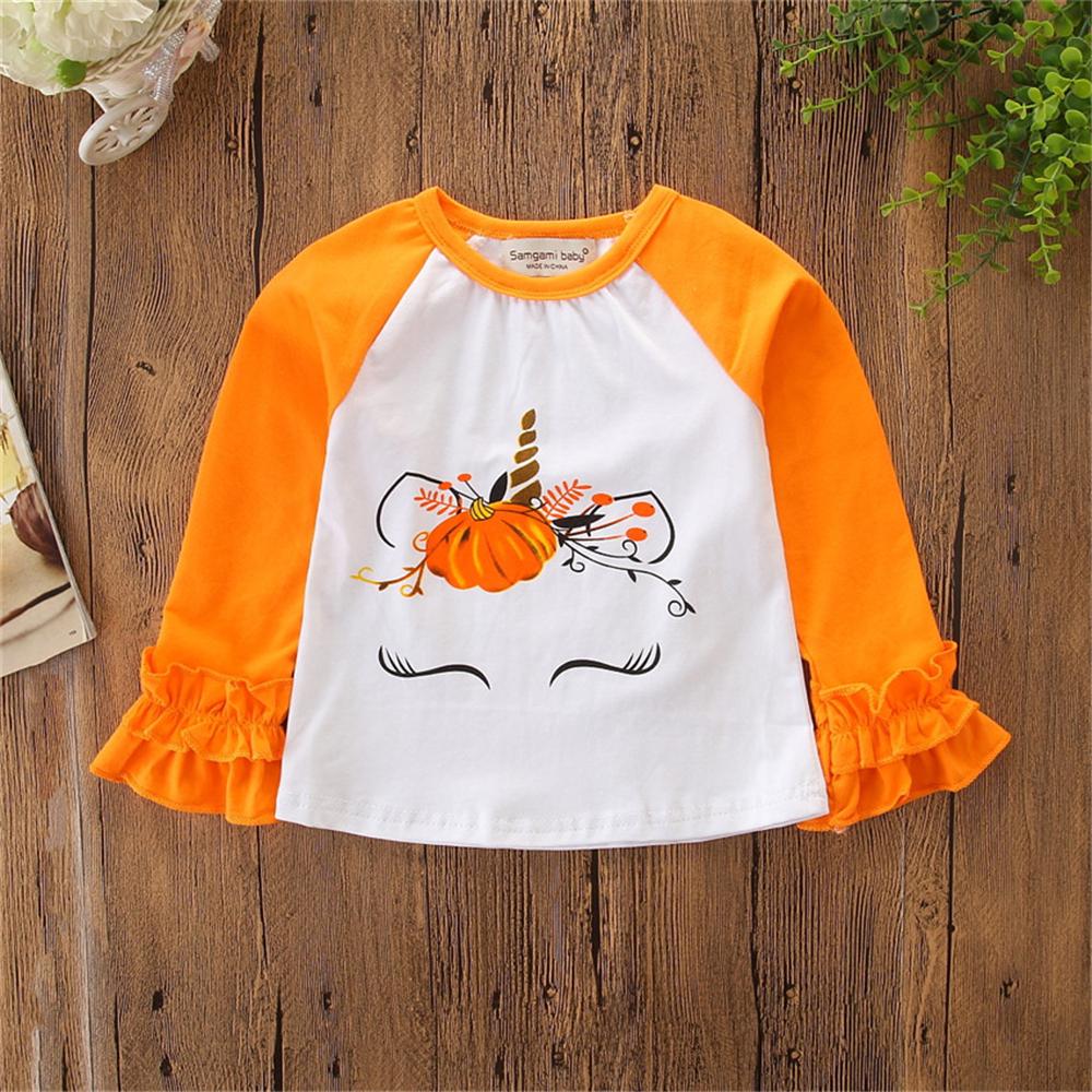Girls Halloween Cartoon Long Sleeve T-shirt Cheap Baby Girl Clothes Boutique