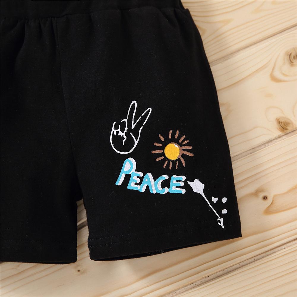 Boys Cartoon Pattern Printed Short Sleeve Top & Shorts children's wholesale boutique clothing