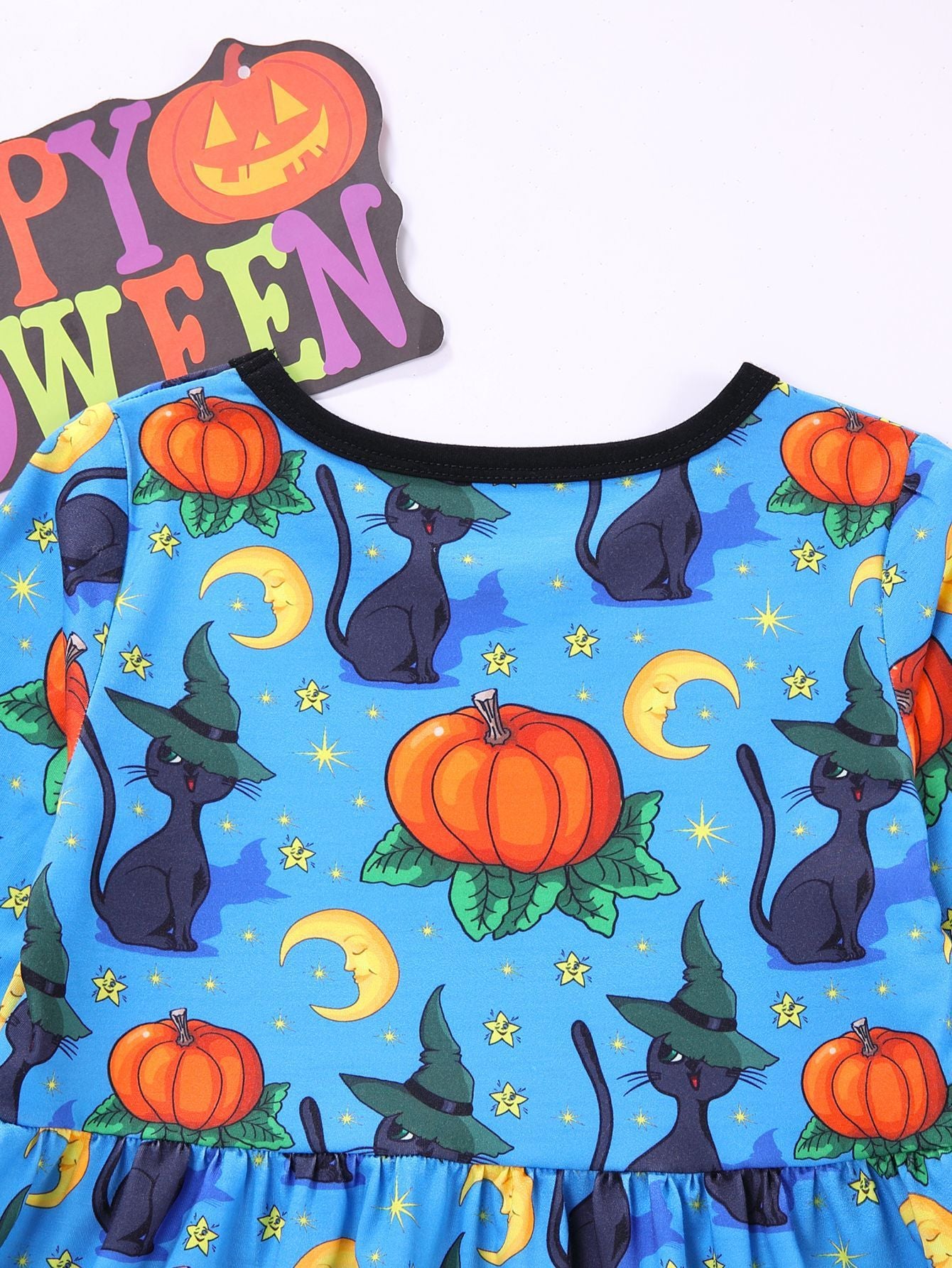 Girls Cartoon Printed Long Sleeve Halloween Dress trendy kids wholesale clothing