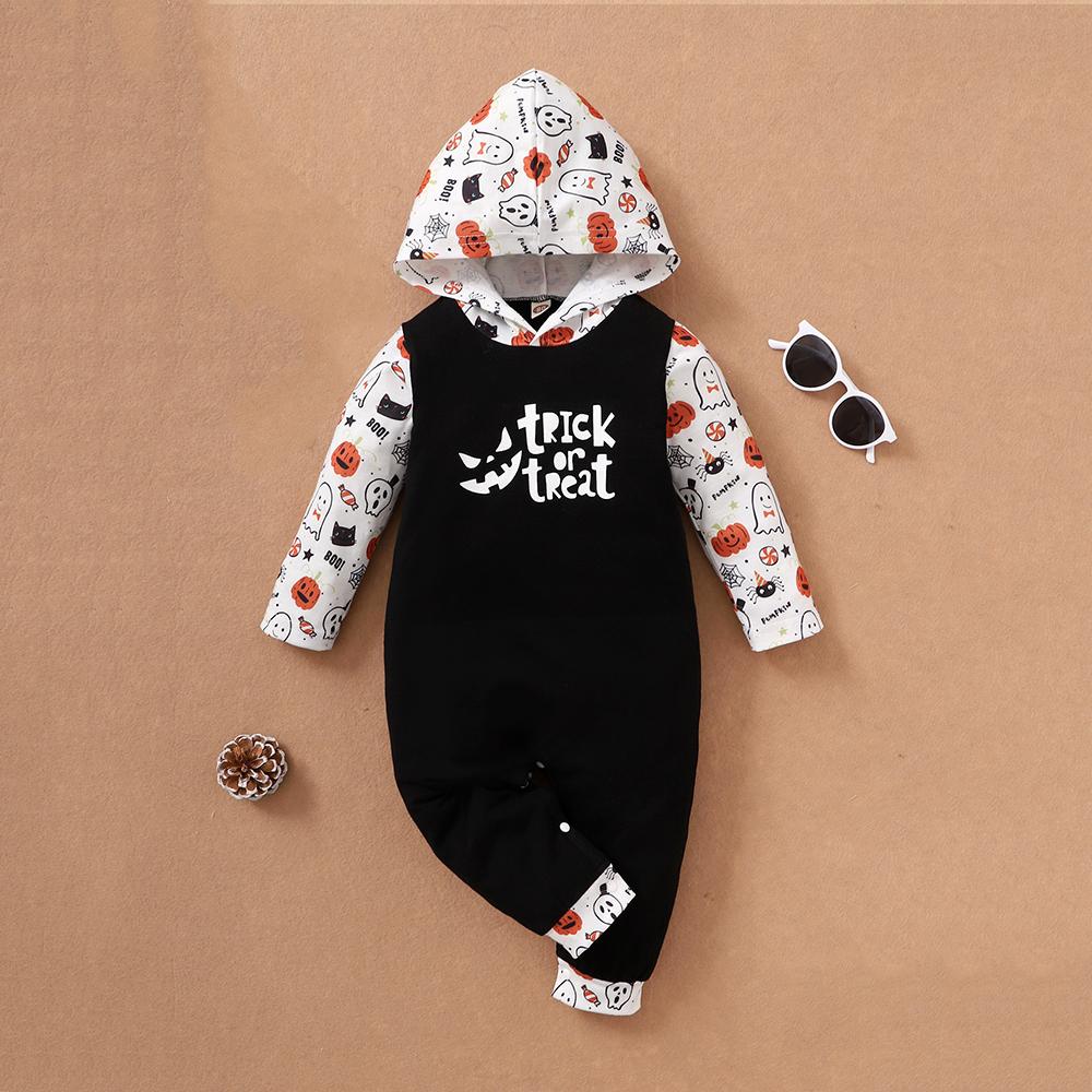 Baby Cartoon Printed Long Sleeve Hooded Romper Wholesale Baby Clothes