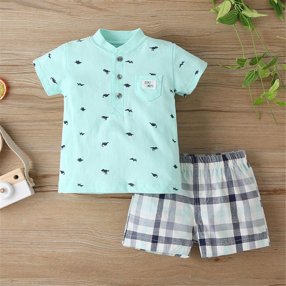 Baby Unisex Cartoon Printed Short Sleeve Casual Summer Suits cheap baby clothes wholesale