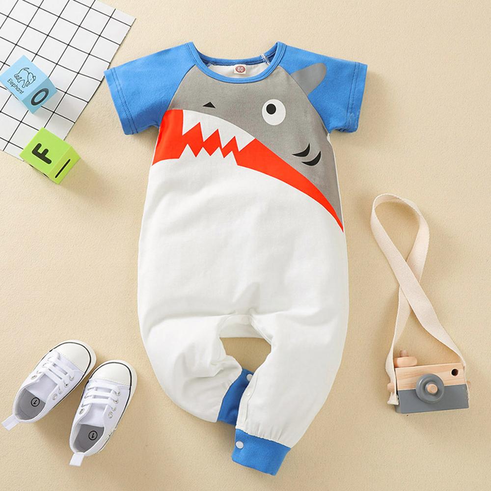 Baby Boys Cartoon Printed Short Sleeve Romper bulk baby clothes