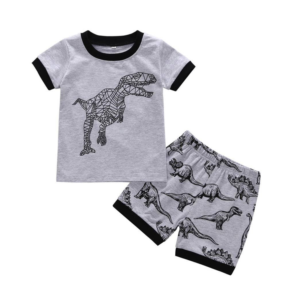 Boys Cartoon Printed Short Sleeve Summer Suits Wholesale Toddler Boy Clothing