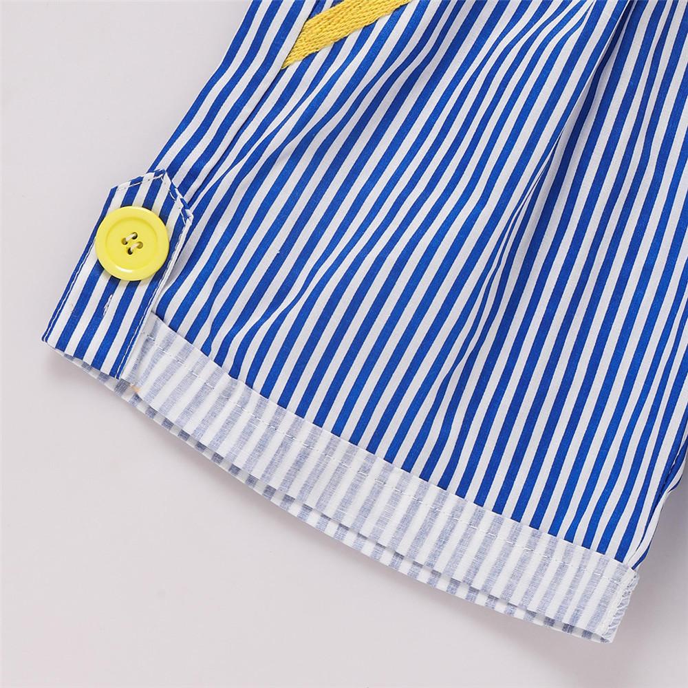 Boys Cartoon Printed Short Sleeve T-shirt & Striped Shorts wholesale childrens clothing